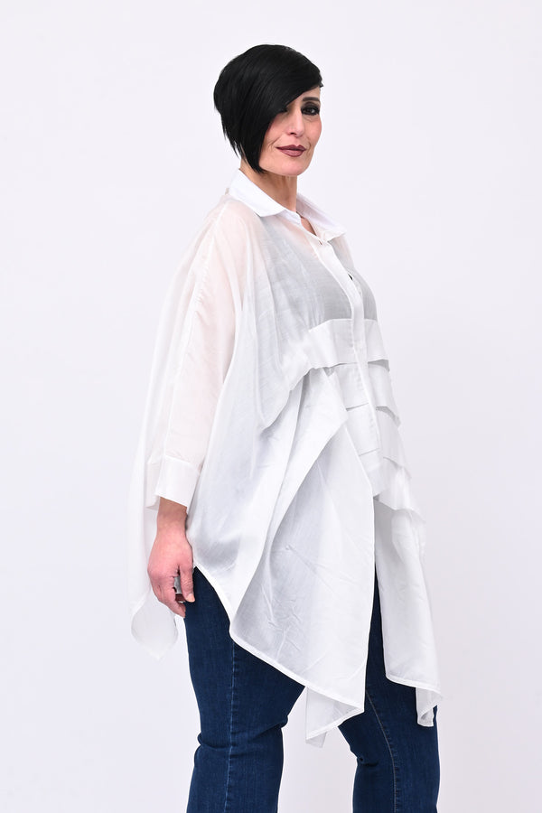 Camicia organza balze - Bianco