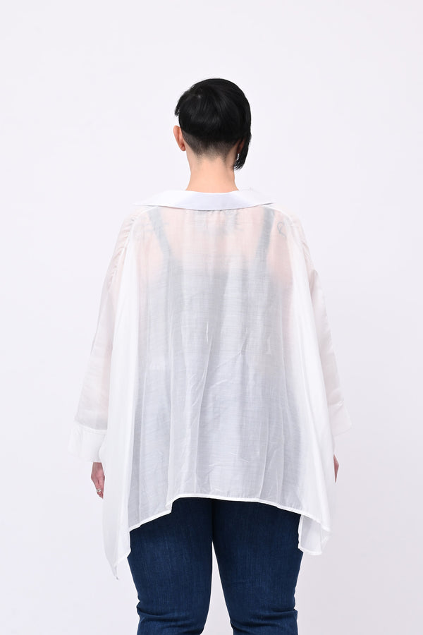 Camicia organza balze - Bianco