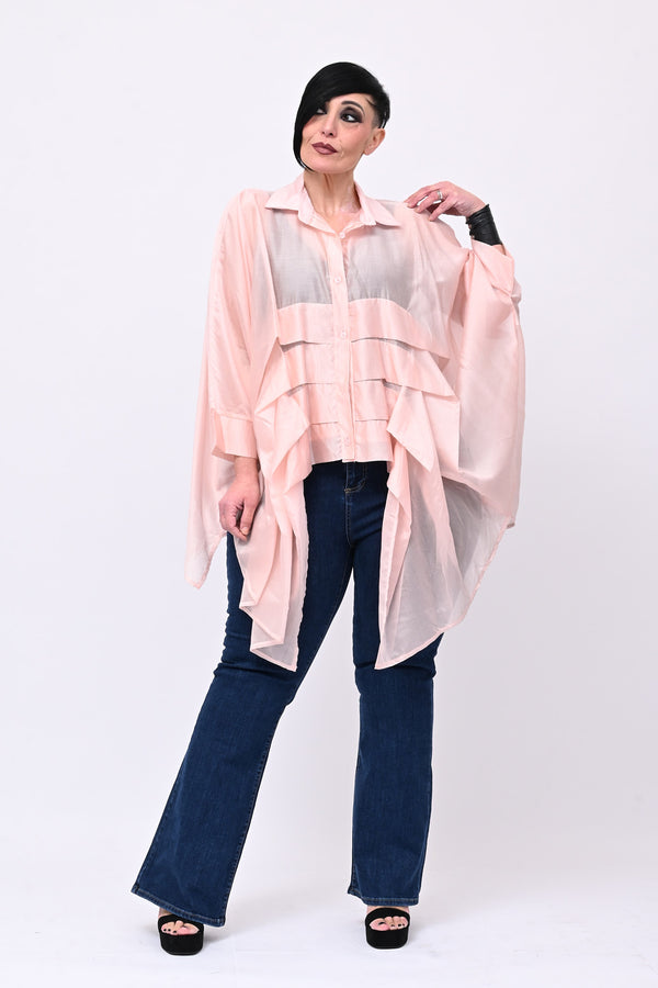 Camicia organza balze - Blush