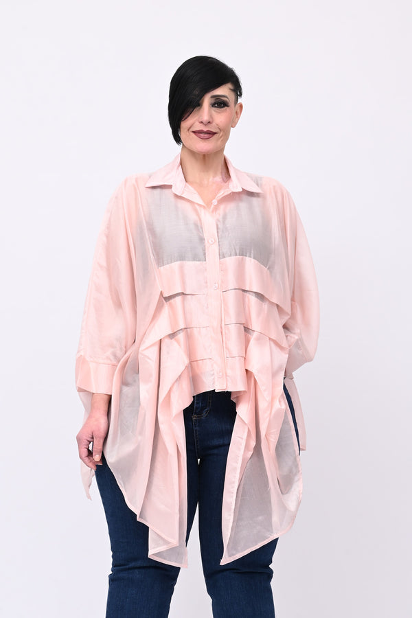 Camicia organza balze - Blush