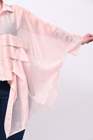 Camicia organza balze - Blush