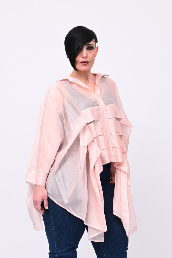 Camicia organza balze - Blush