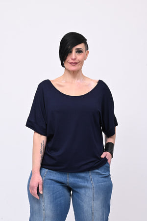 Maglia scollo schiena - Blu