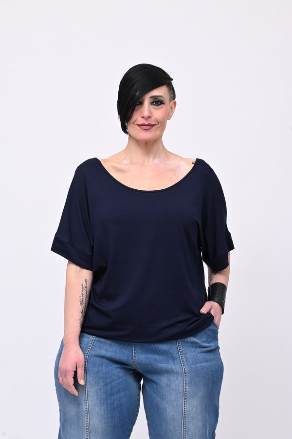 Maglia scollo schiena - Blu