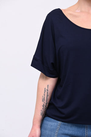 Maglia scollo schiena - Blu