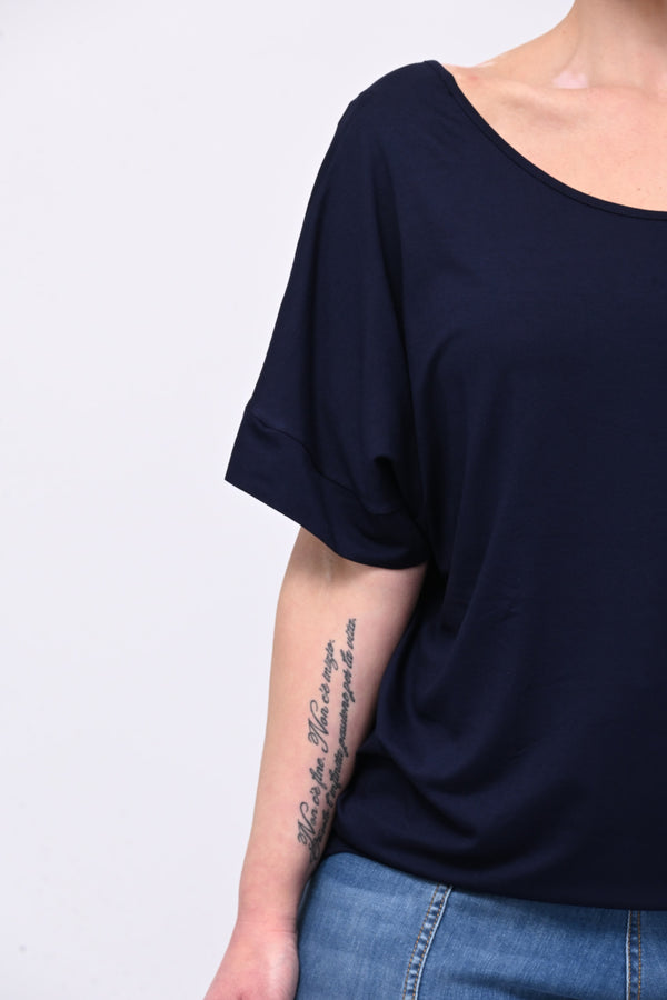 Maglia scollo schiena - Blu