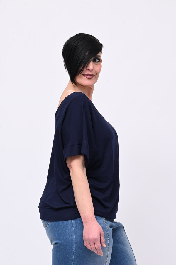 Maglia scollo schiena - Blu