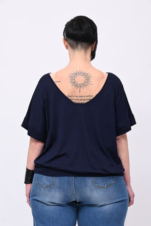 Maglia scollo schiena - Blu
