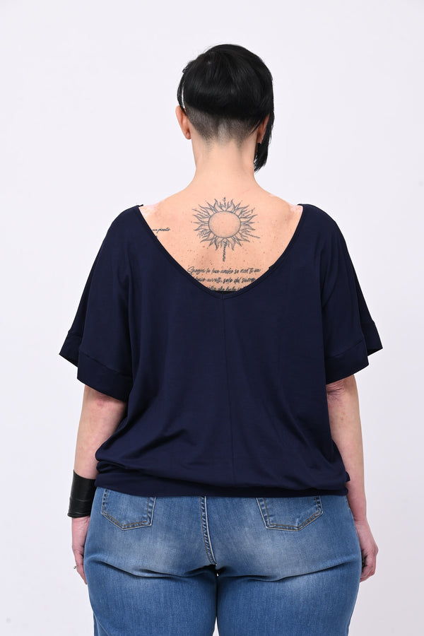 Maglia scollo schiena - Blu