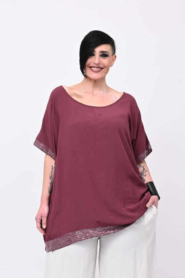 Blusa bordo paillettes - Amarena