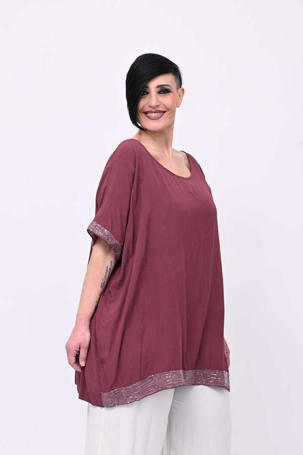 Blusa bordo paillettes - Amarena