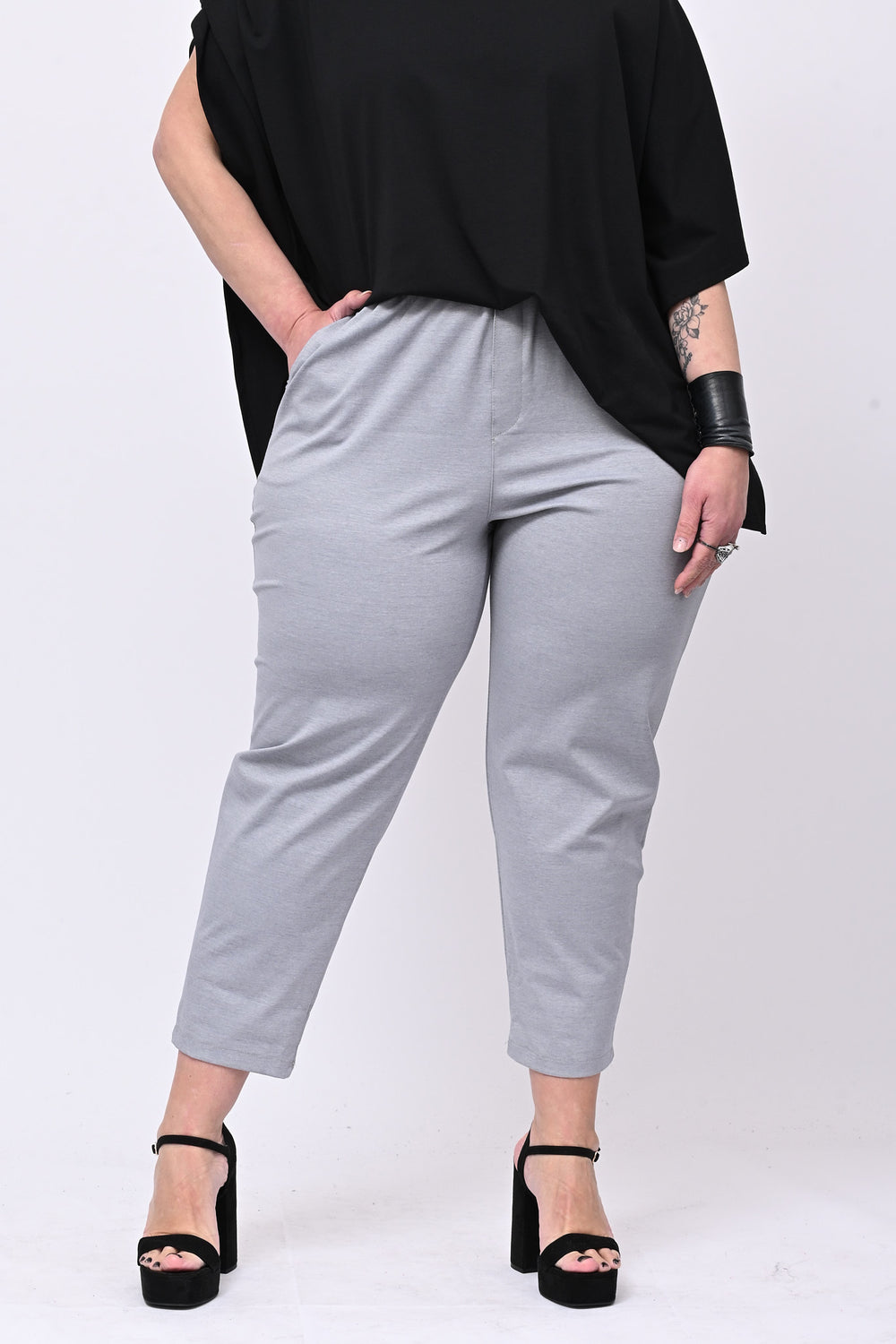 MILANO STITCH ELASTIC TROUSERS - MELANGE GREY