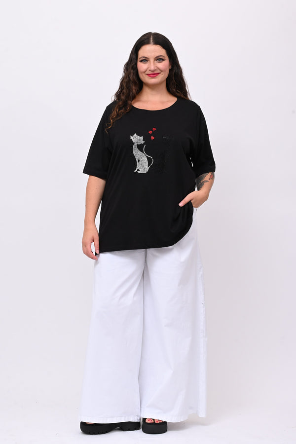 T-shirt cat - Nero