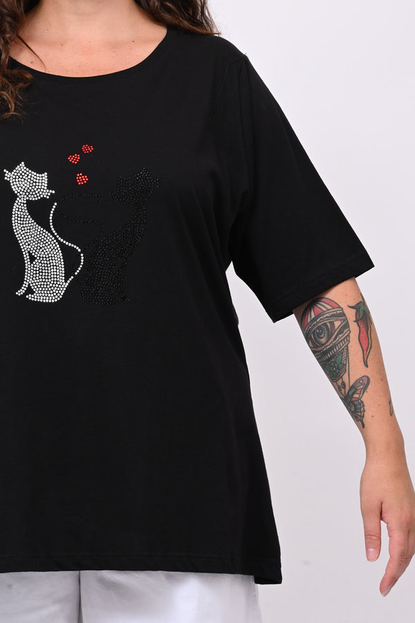 T-shirt cat - Nero