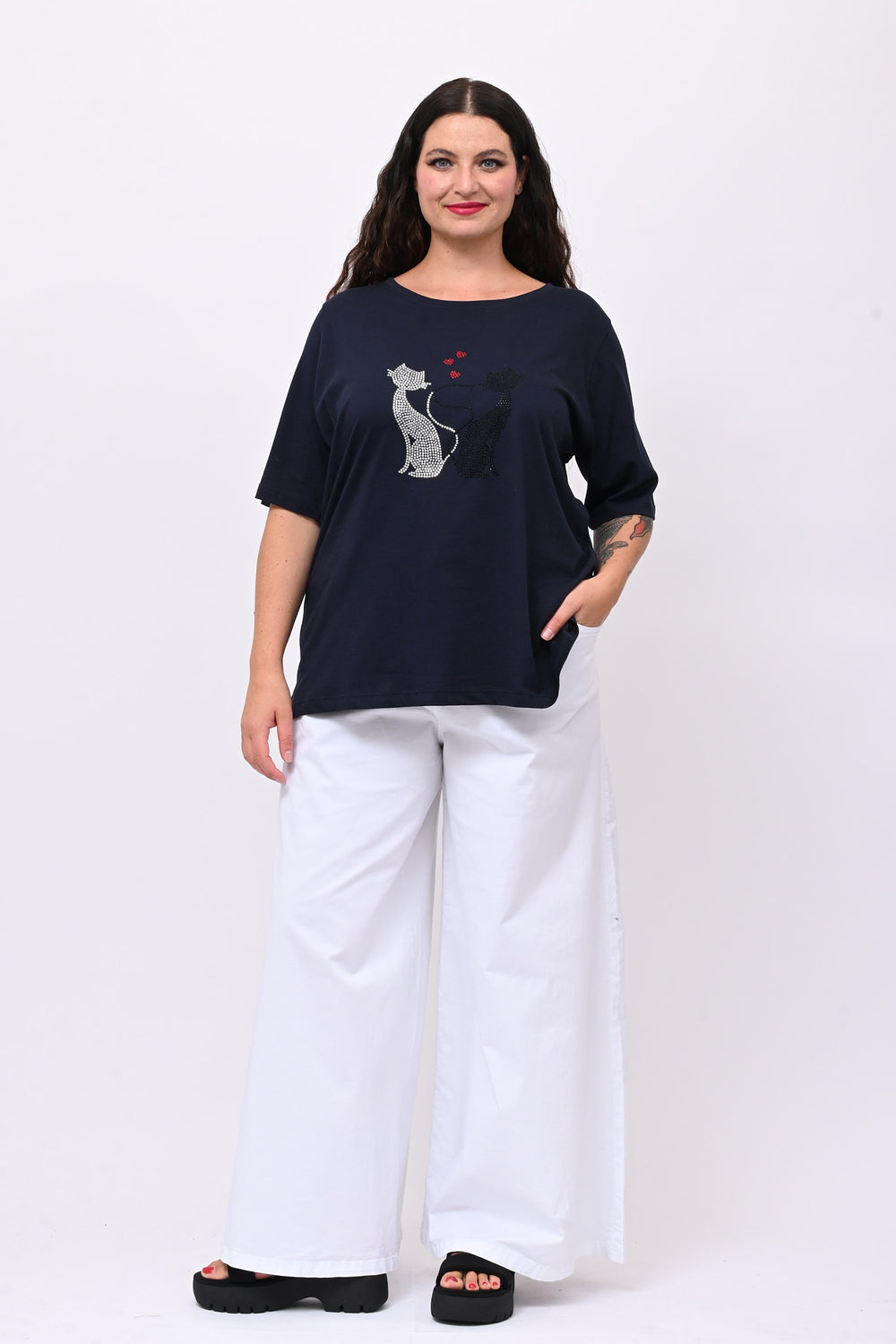 T-shirt cat - Blu notte