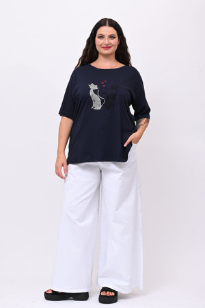 T-shirt cat - Blu notte