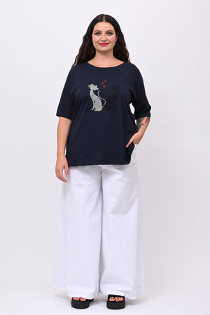 T-shirt cat - Blu notte