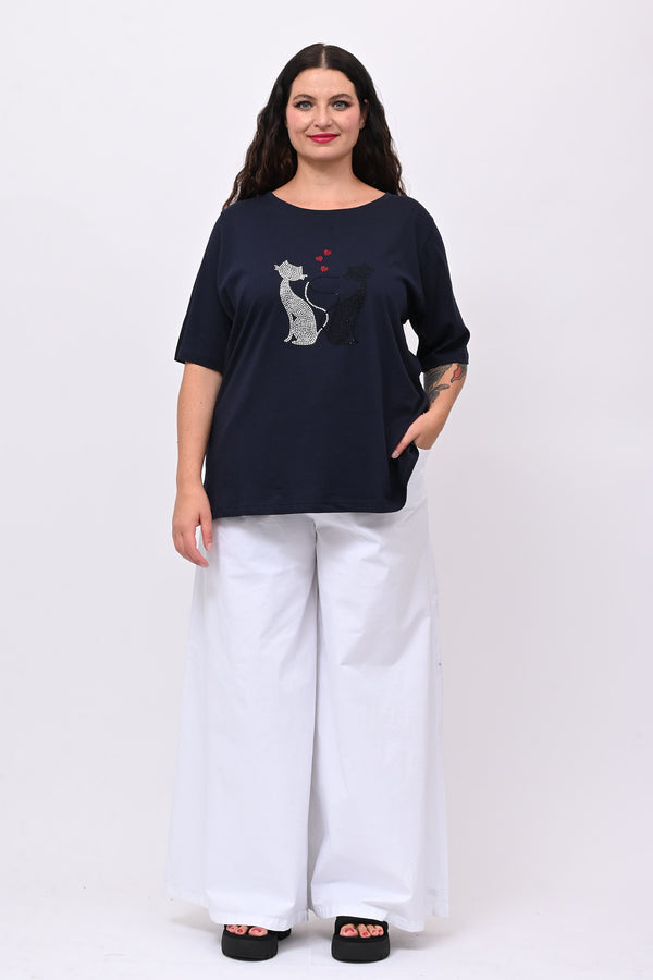 T-shirt cat - Blu notte