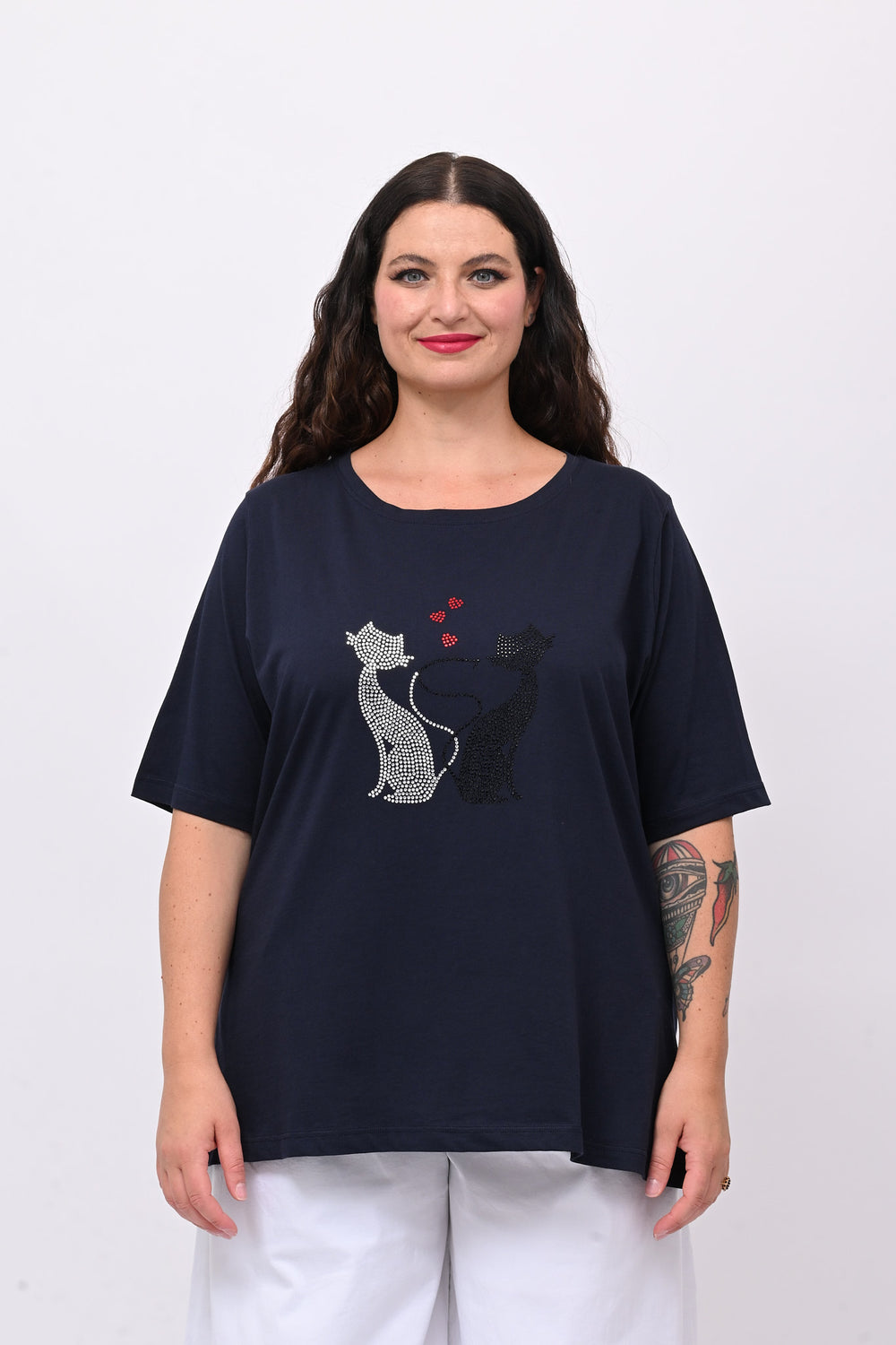 T-shirt cat - Blu notte