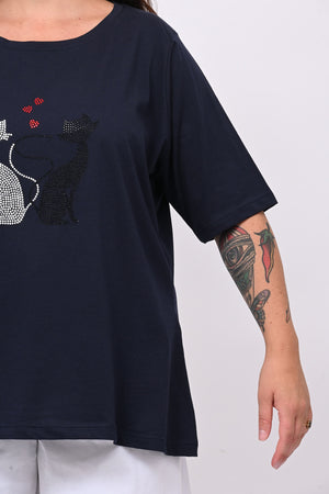 T-shirt cat - Blu notte