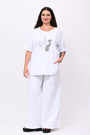 T-shirt cat - Bianco