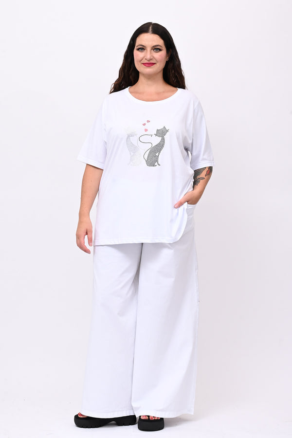 T-shirt cat - Bianco