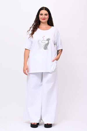 T-shirt cat - Bianco