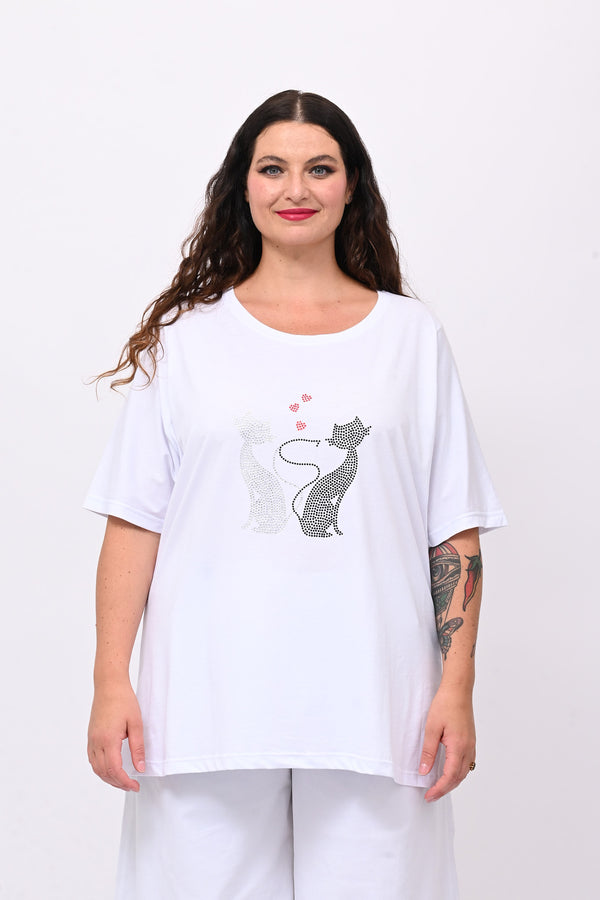 T-shirt cat - Bianco