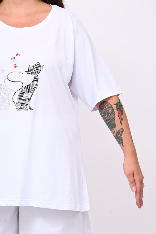 T-shirt cat - Bianco