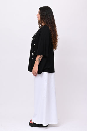 Maglia fiocchi perle - Nero