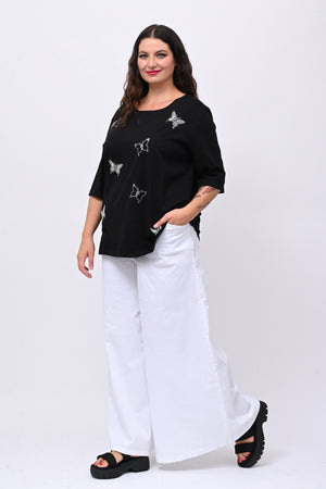 T-shirt over farfalle - Nero