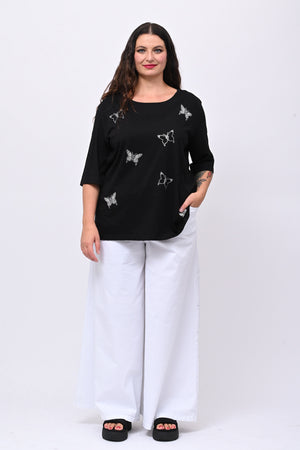 T-shirt over farfalle - Nero