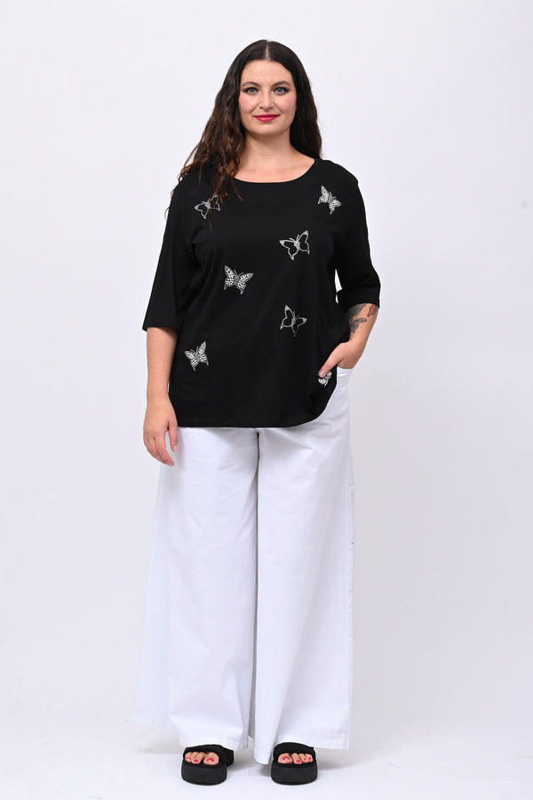 T-shirt over farfalle - Nero