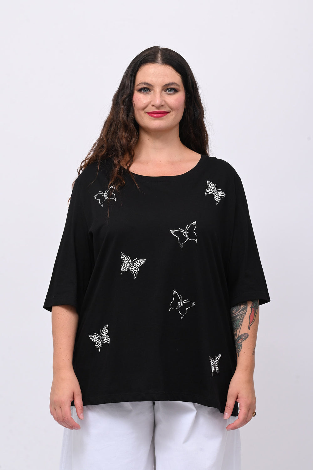 T-shirt over farfalle - Nero