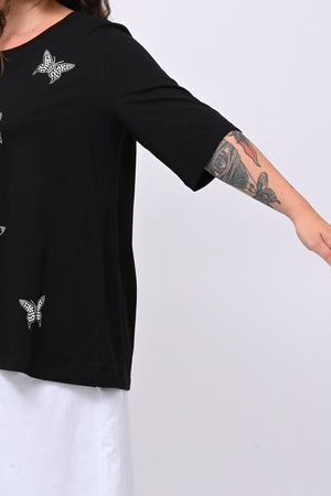 T-shirt over farfalle - Nero