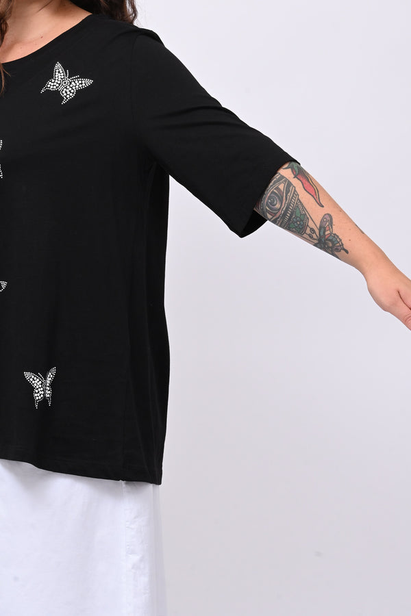 T-shirt over farfalle - Nero