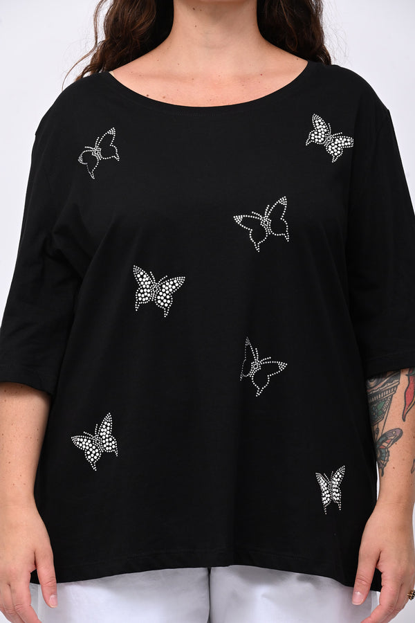 T-shirt over farfalle - Nero