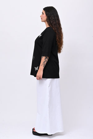 T-shirt over farfalle - Nero