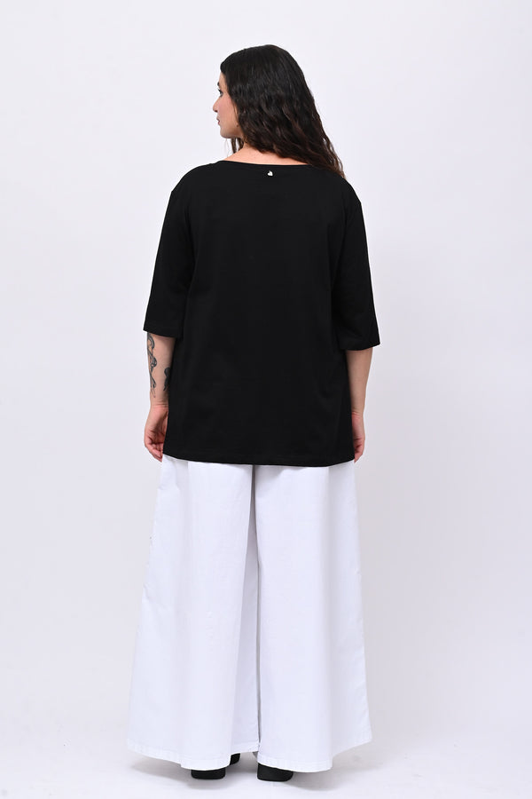 T-shirt over farfalle - Nero