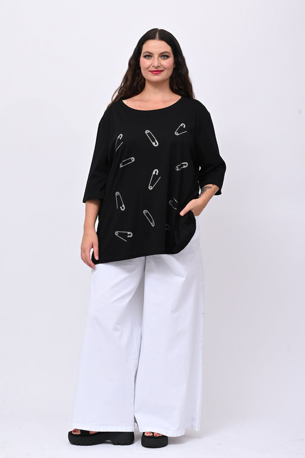 T-shirt over spille - Nero