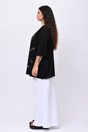 T-shirt over spille - Nero