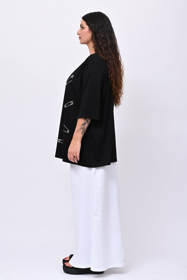 T-shirt over spille - Nero