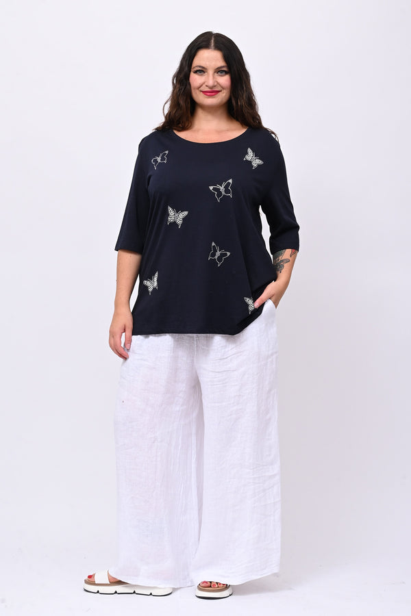 Pantalone palazzo lino - Bianco
