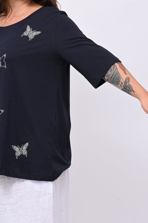 T-shirt over farfalle - Blu notte