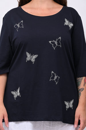 T-shirt over farfalle - Blu notte