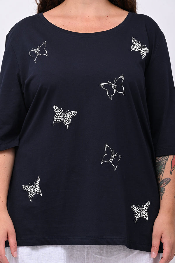 T-shirt over farfalle - Blu notte