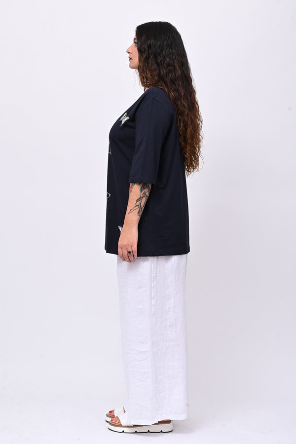 Pantalone palazzo lino - Bianco