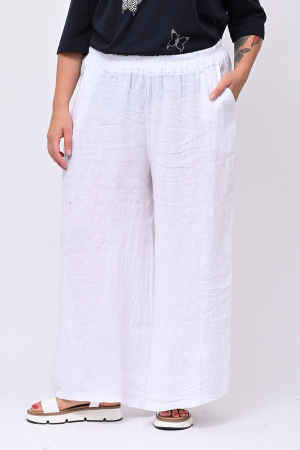 Pantalone palazzo lino - Bianco