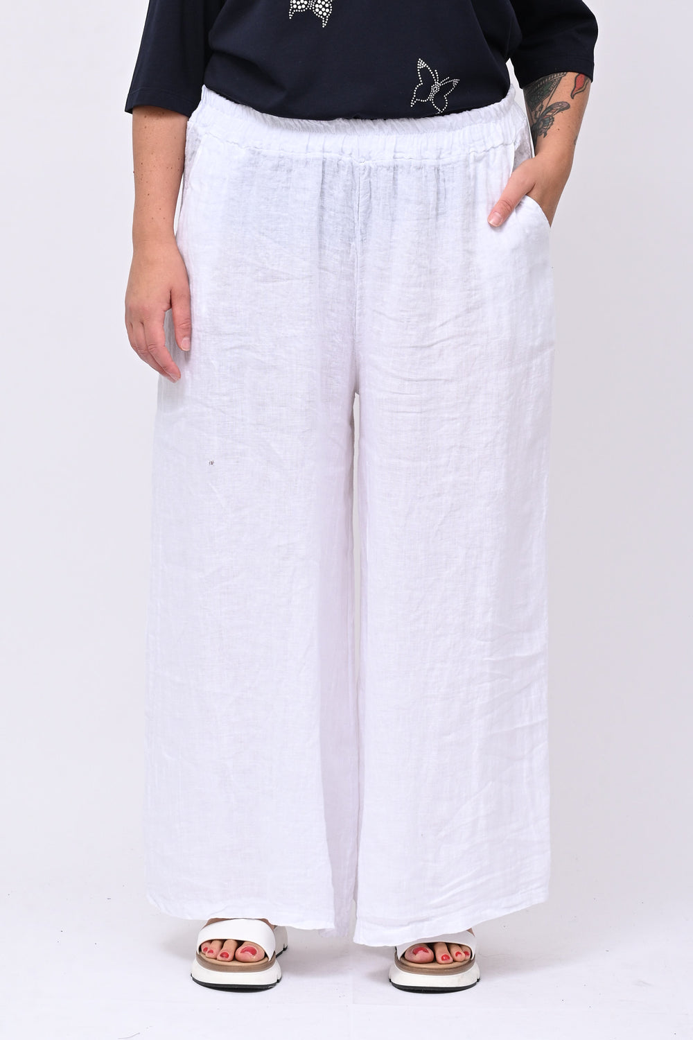 Pantalone palazzo lino - Bianco