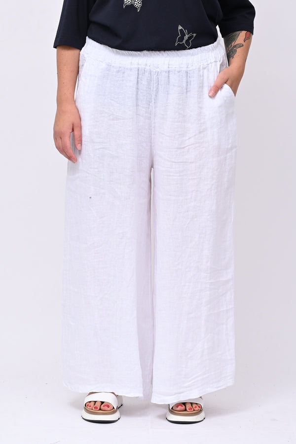 Pantalone palazzo lino - Bianco